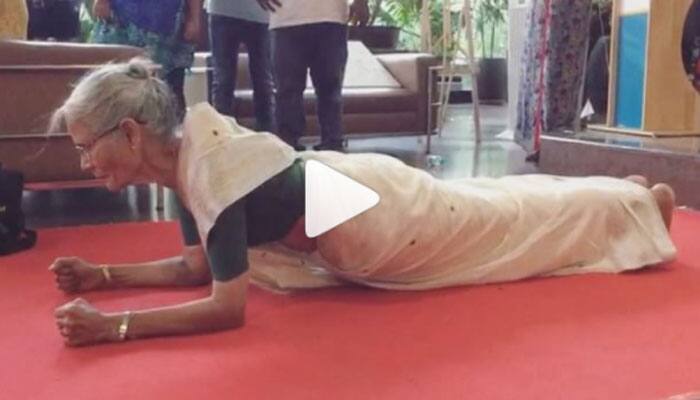Milind Soman&#039;s marathon runner mother does plank wearing a saree at 78, push ups next on list! WATCH video