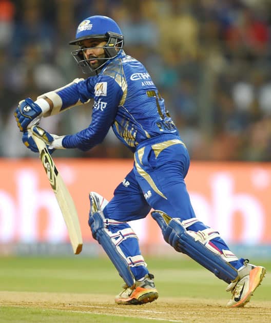 Mumbai Indians batsman Parthiv Patel plays a shot