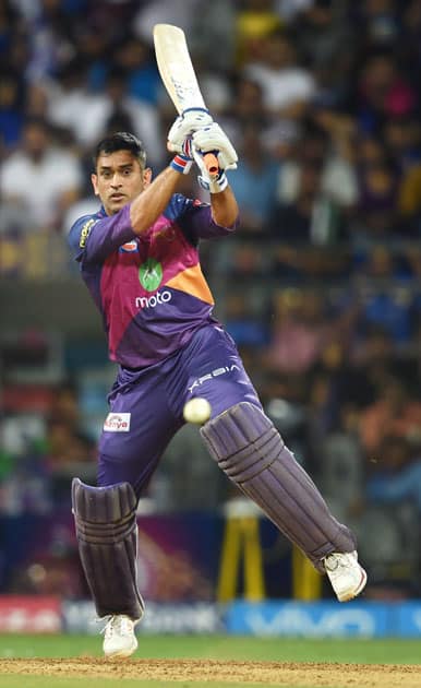 Rising Pune Supergiants batsman M.S.Dhoni plays a shot