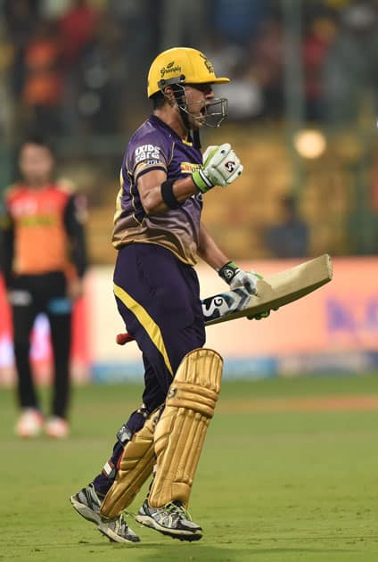 Gautam Gambhir celebrate the win over Sunrisers Hyderabad