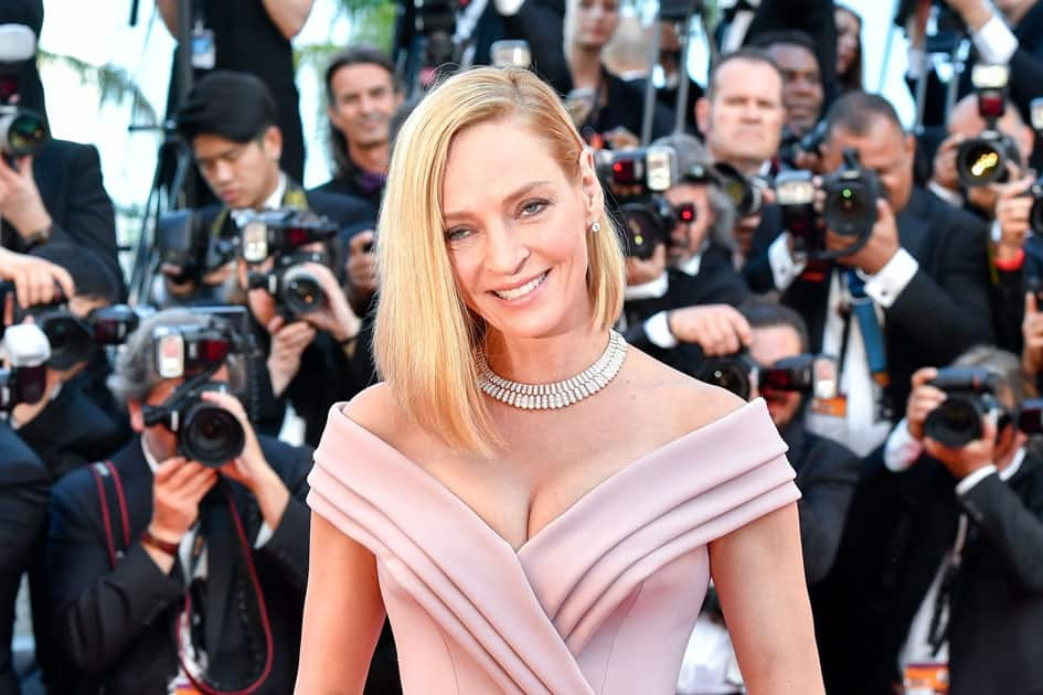 U.S. actress Uma Thurman poses for photos on the red carpet