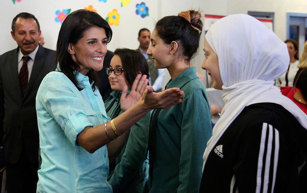 Nikki Haley meets with Syrian refugee students