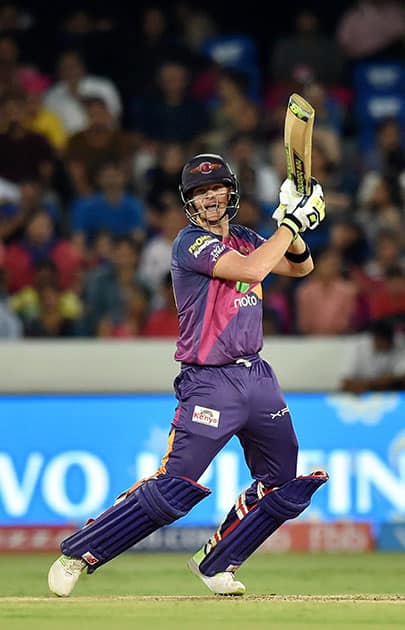 Steve Smith plays a shot during the IPL 10 Final match