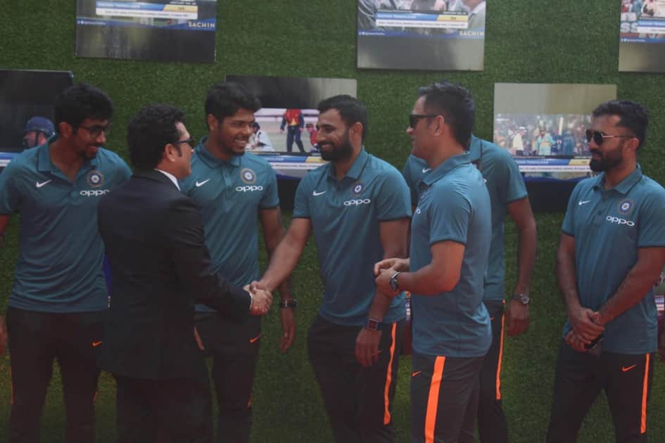 Sachin Tendulkar along with Indian cricket team during the special screening of film Sachin Tendulkar along with Indian cricket team during the special screening of film