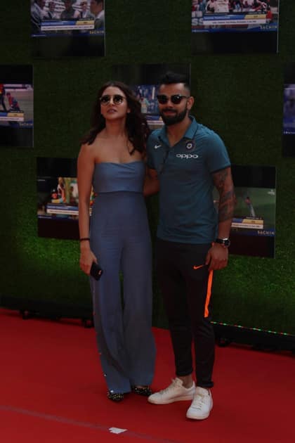 Actress Anushka Sharma and cricketer Virat Kohli during the premiere of film Actress Anushka Sharma and cricketer Virat Kohli during the premiere of film