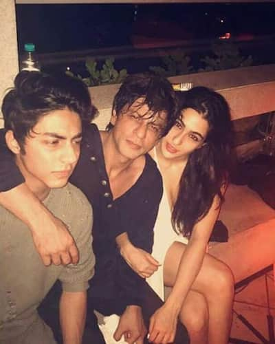 SRK, Aryan and Sara Ali Khan during Karan Johar`s 45th birthday party