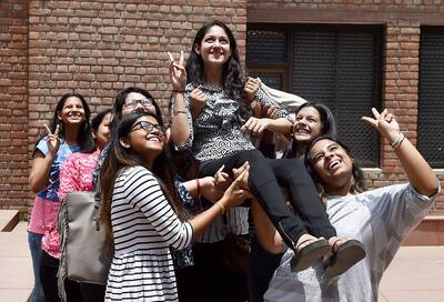 Students celebrate their success in CBSE class 12th examination