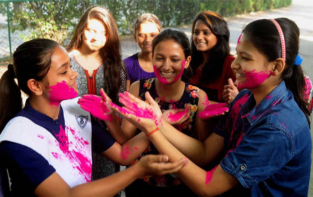 Students celebrate their success in 10th standard exam of ICSE board