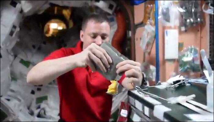 Overcoming space challenges: Astronaut Jack Fischer attempts to eat a &#039;floating&#039; pudding on the ISS! - Watch video