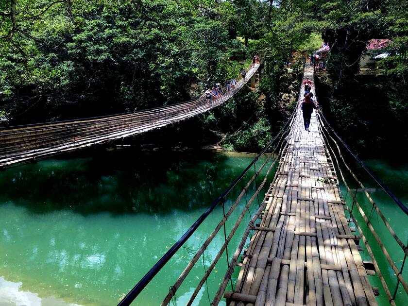 Bamboo Hanging bridge in Bohol, Philippines