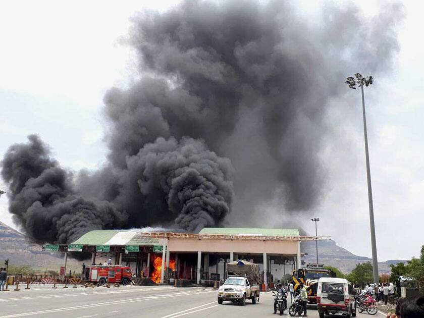 Truck catches fire