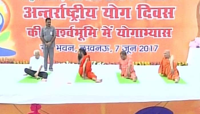 Yogi Adityanath, Ram Naik, Baba Ramdev display their yoga skills ahead of International Yoga Day