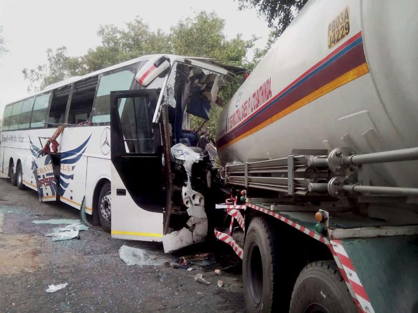 Bus-oil tanker accident