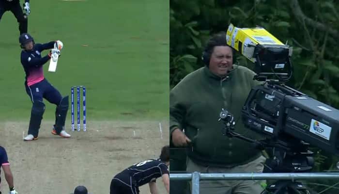 WATCH: When Jos Buttler&#039;s outrageous six almost crashed into a cameraman during Eng vs NZ Champions Trophy tie
