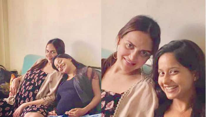 Preggers Esha Deol flaunts baby bump with BFF! See pic