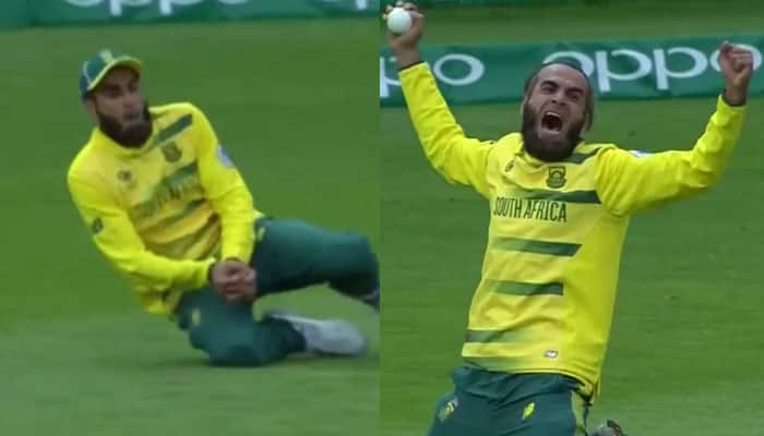 WATCH: Imran Tahir&#039;s animated celebration after taking brilliant catch to dismiss Mohammad Hafeez during SA vs Pak tie