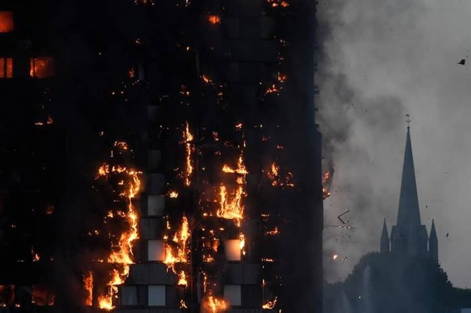 fire in a tower block at Latimer Road in West London