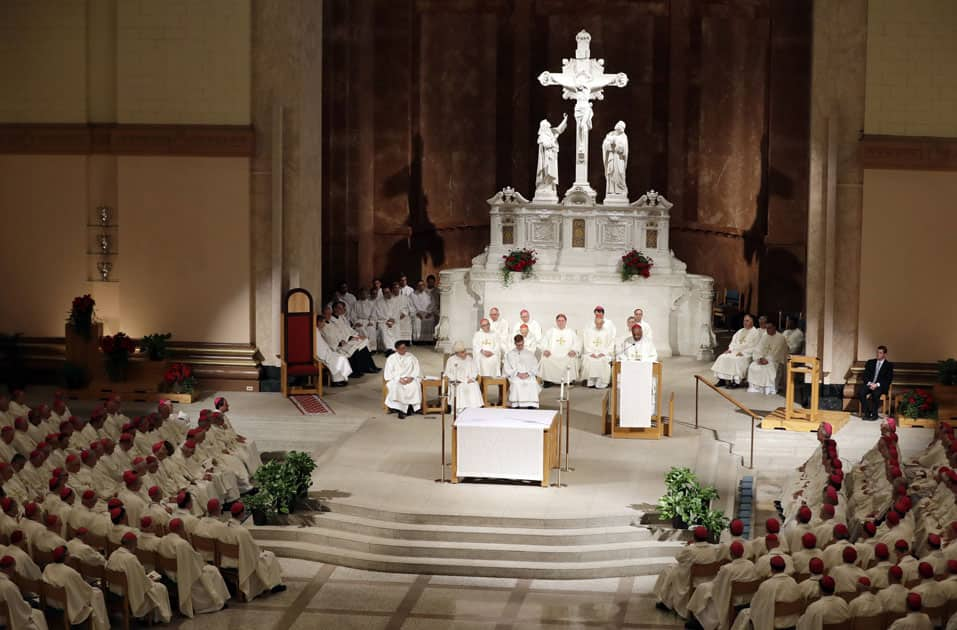 D. Gregory speaks during a Mass to repent clergy sexual abuse