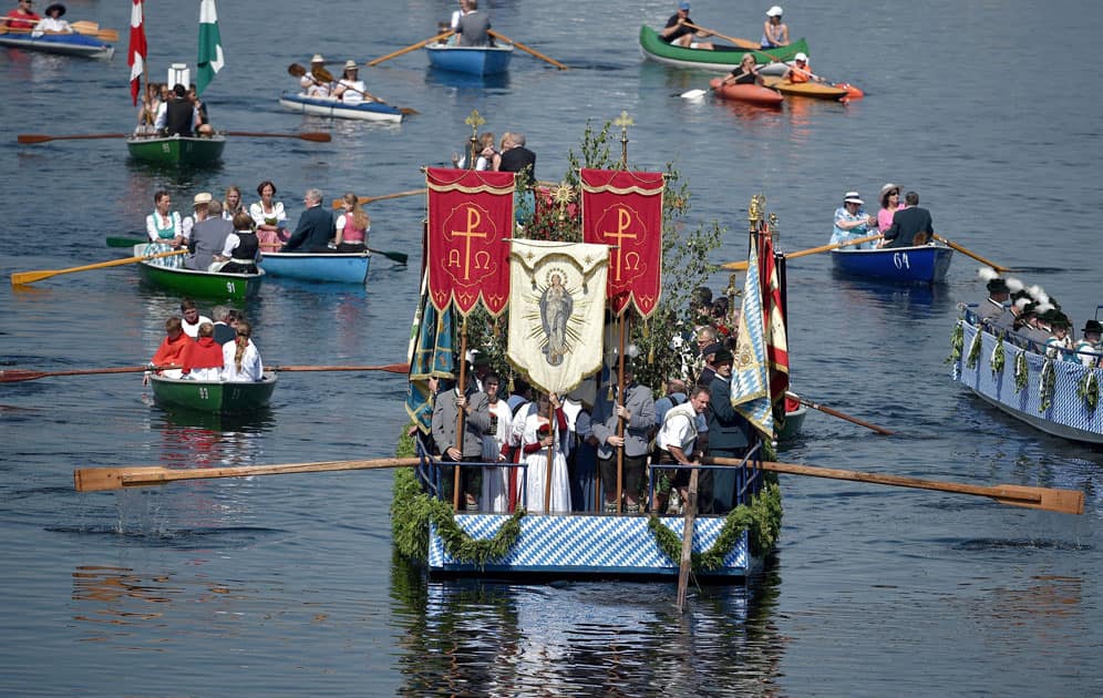 Corpus Christi procession on Staffelsee lake