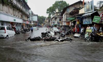 Water-logged street in Nashik after downpour