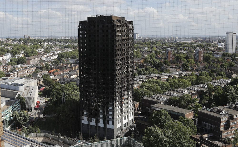 Grenfell Tower after a massive fire