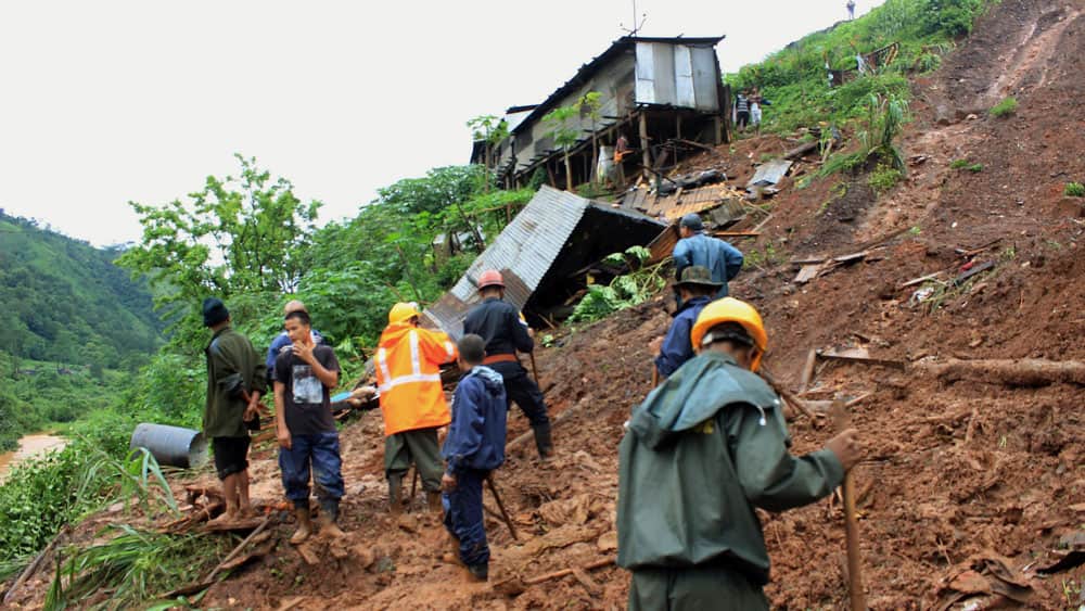 landslide at Tharia Village in Meghalaya