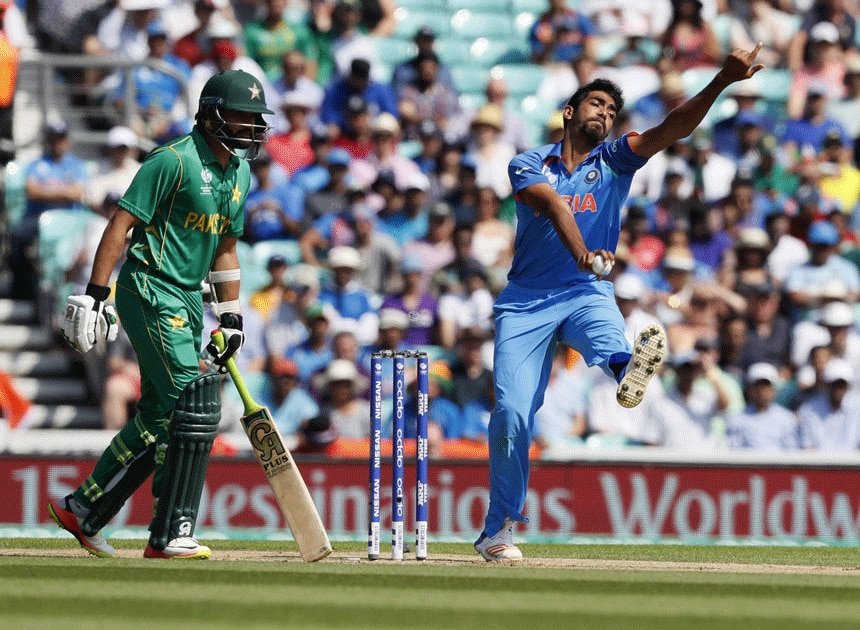 Indias Jasprit Bumrah bowls