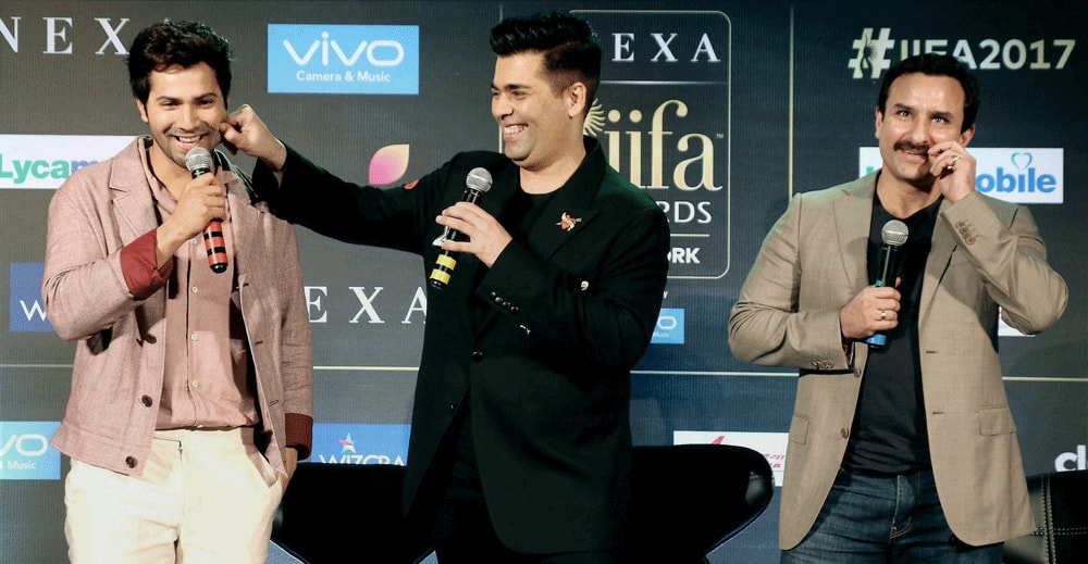 Saif Ali Khan, Varun Dhawan and Karan Johar