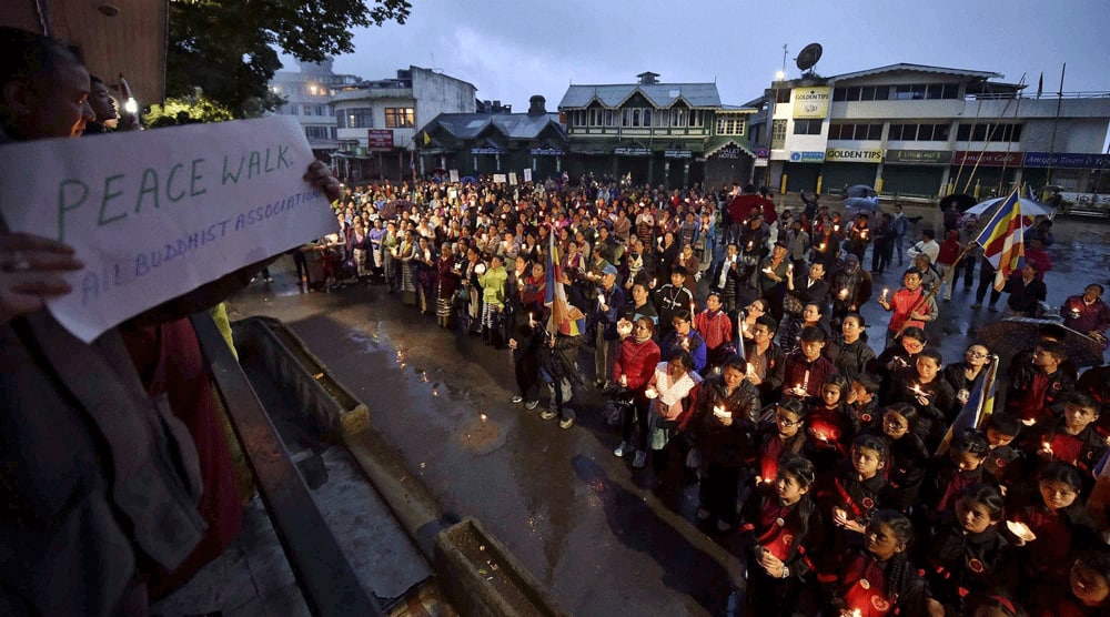 Candle light march for peace in Darjeeling