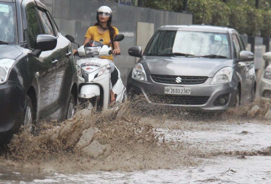 Traffic after heavy rains in Gurugram