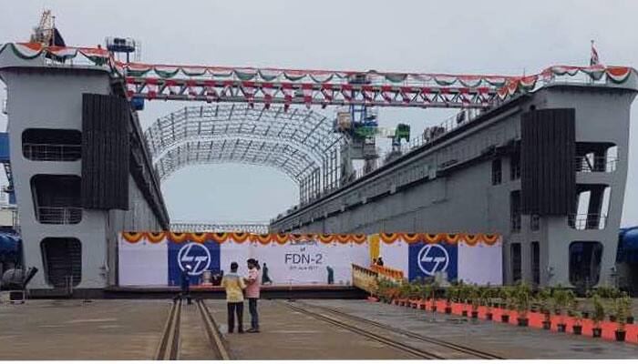 Indian Navy&#039;s first indigenous-built floating dock launched