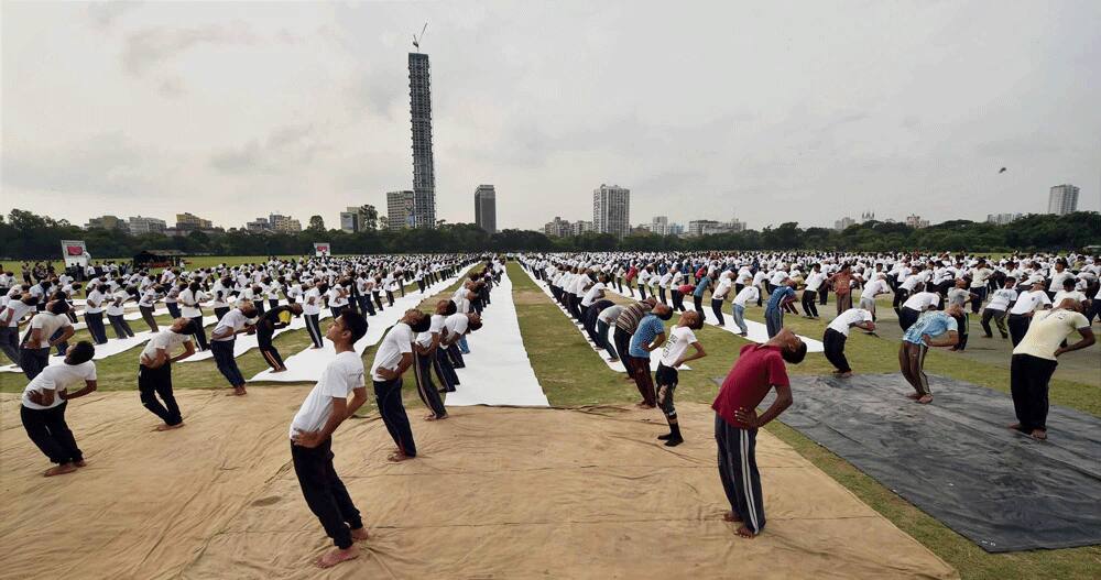 NCC cadets participate in a yoga session