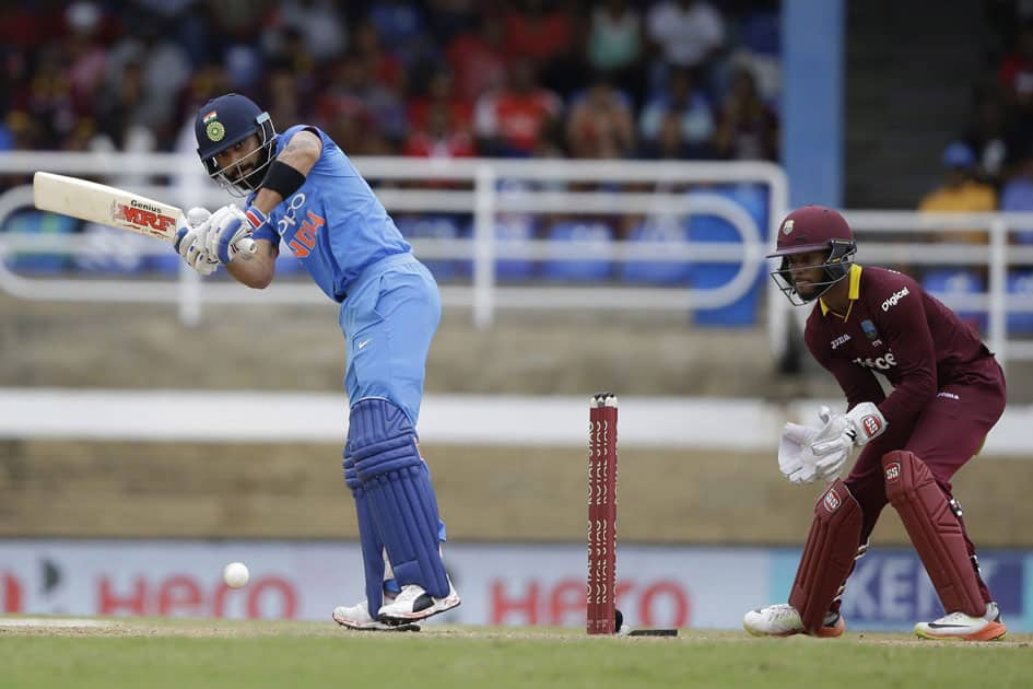 Indias captain Virat Kohli plays a shot