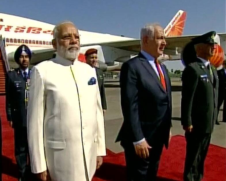 Israeli Prime Minister Benjamin Netanyahu receives PM Modi