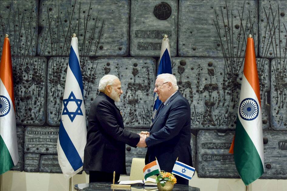 Prime Minister Narendra Modi with Israeli President Reuven Rivlin
