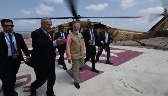 PM Netanyahu accompanies PM Narendra Modi to Haifa and then onwards to Tel Aviv.