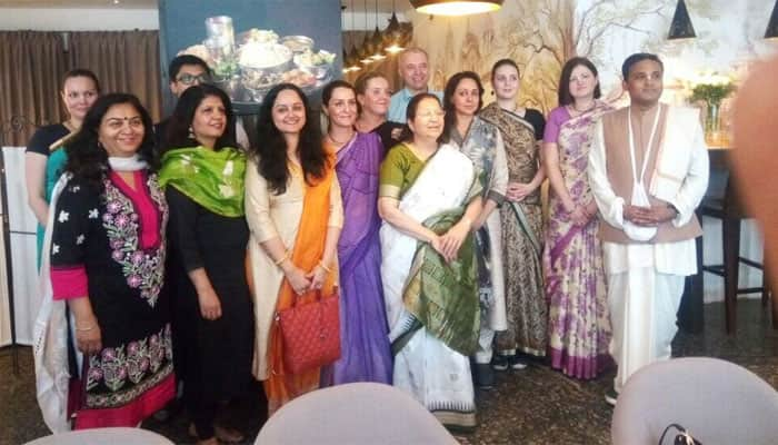 Hema Malini visits Iskcon temple in Moscow