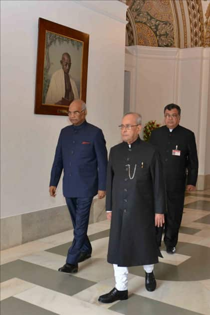 Ram Nath Kovind with President Pranab Mukherjee at Rashtrapati Bhavan