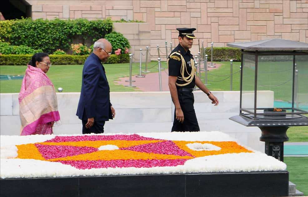 President-elect Ram Nath Kovind performs parikrama at the Samadhi of Mahatma Gandhi