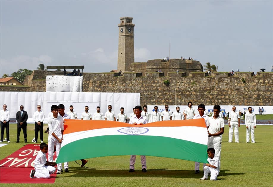 Indian Cricket team during inauguration of the first test