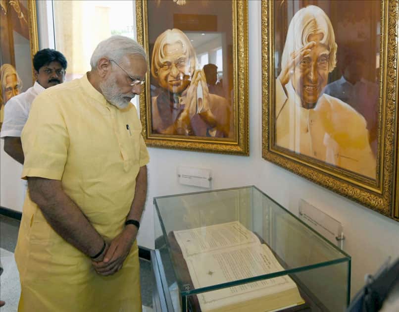 PM Narendra Modi visits Dr. A.P.J. Abdul Kalam memorial PM Narendra Modi visits Dr. A.P.J. Abdul Kalam memorial