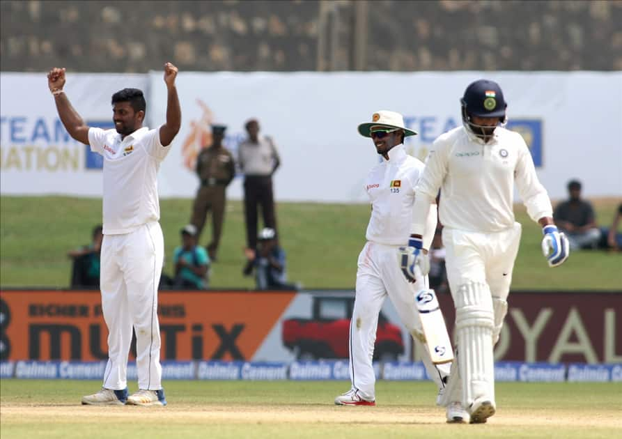 Lahiru Kumara celebrates fall of Hardik Pandya's wicket