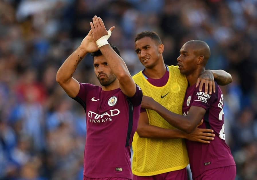 Sergio Aguero claps in admiration over team's 2-0 victory