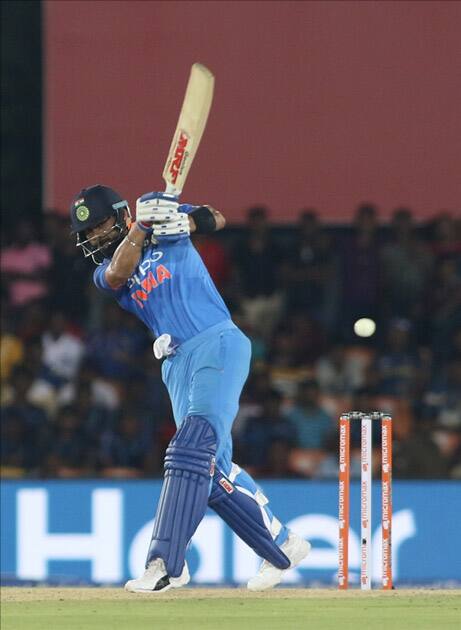 Skipper Virat Kohli in action during the first ODI