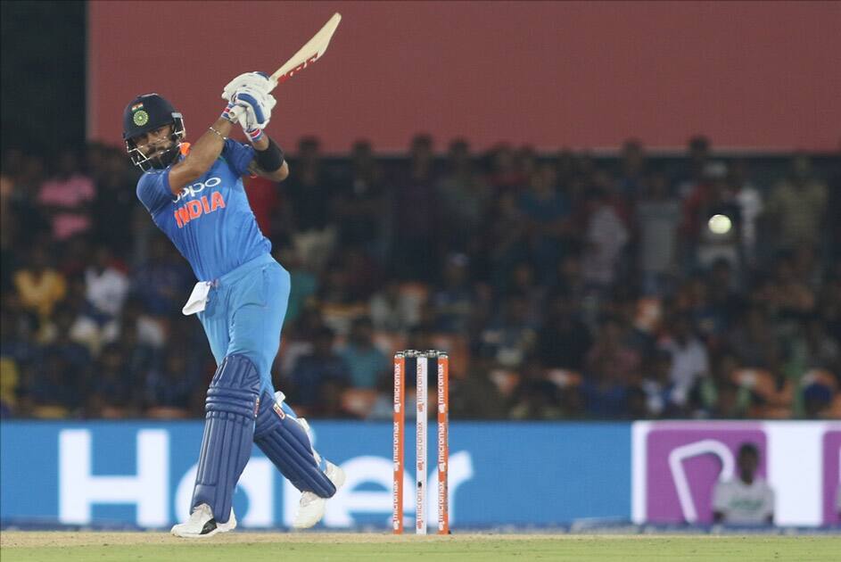 Indian skipper Virat Kohli in action during the first ODI