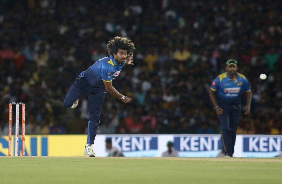 Lasith Malinga in action during the first ODI