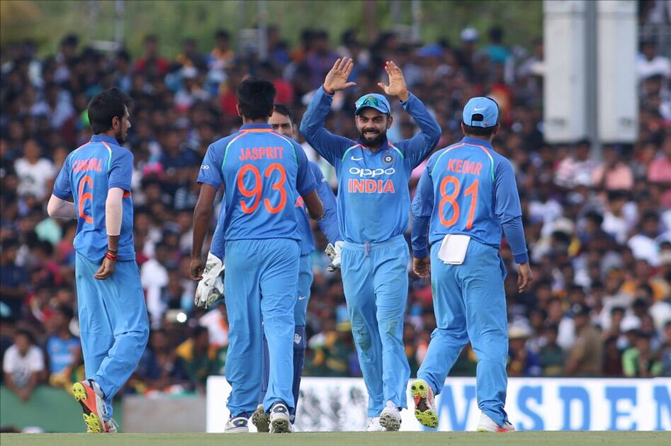 Jasprit Bumrah celebrates fall of a wicket