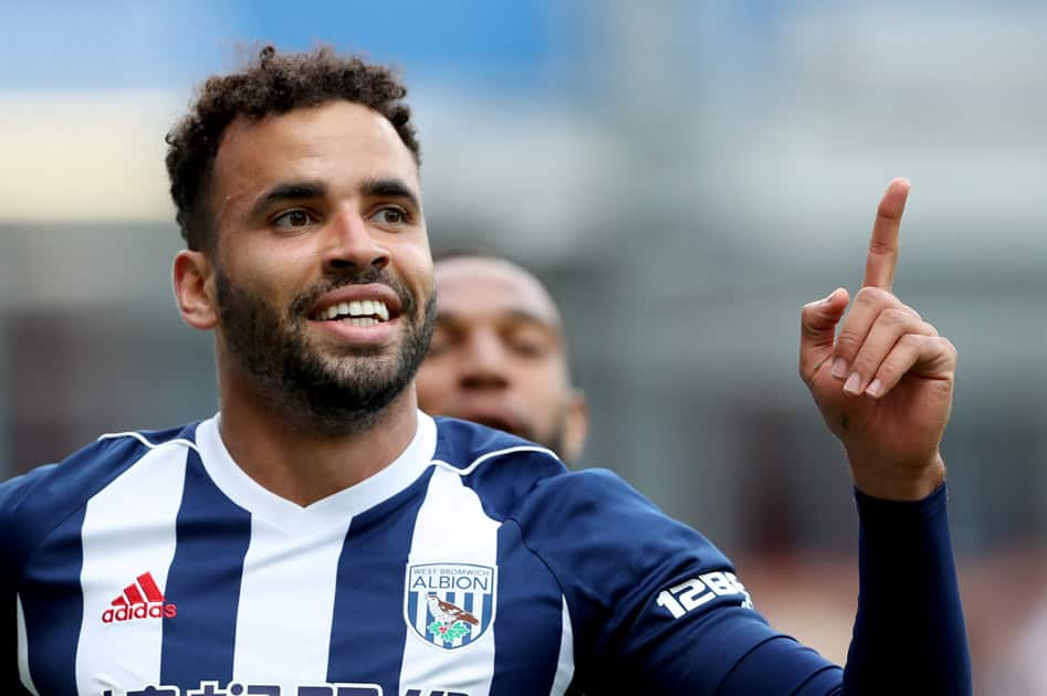 West Brom's Hal Robson-Kanu celebrates his goal against West Ham