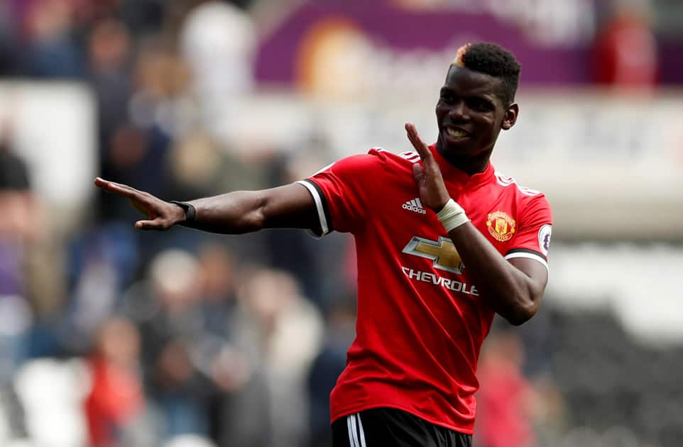 Manchester United's Paul Pogba celebrates his goal against Swansea City