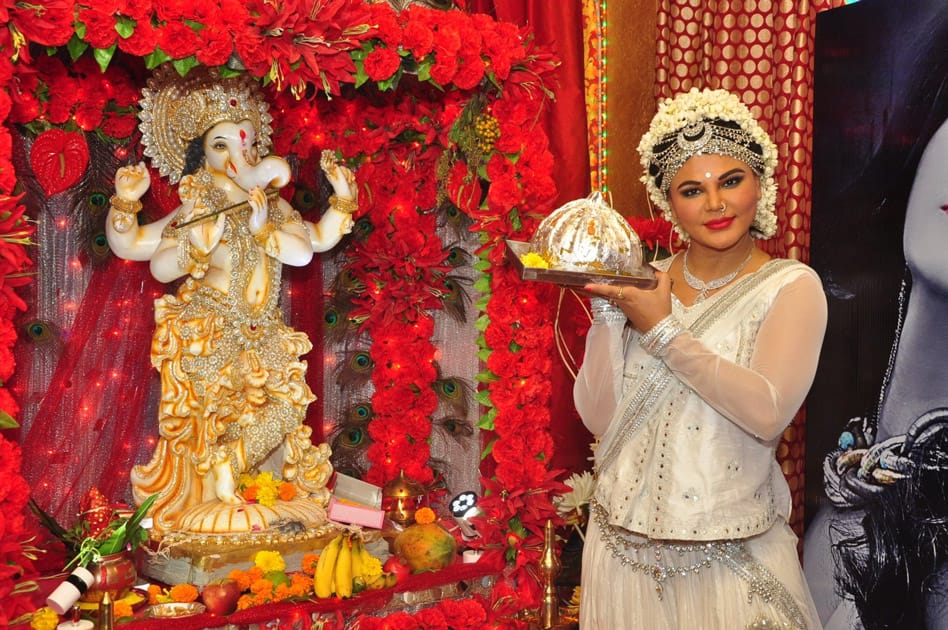 Actress Rakhi Sawant during the Ganesh Chaturthi celebrations